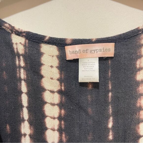 Band of Gypsies Brown Cream Tiedye Linen Vacation Coverup Romper shorts Small - Picture 3 of 6